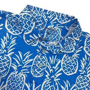Chubbies Polo Golf Shirt Mens XXL Blue Pineapple Print Stretch Performance